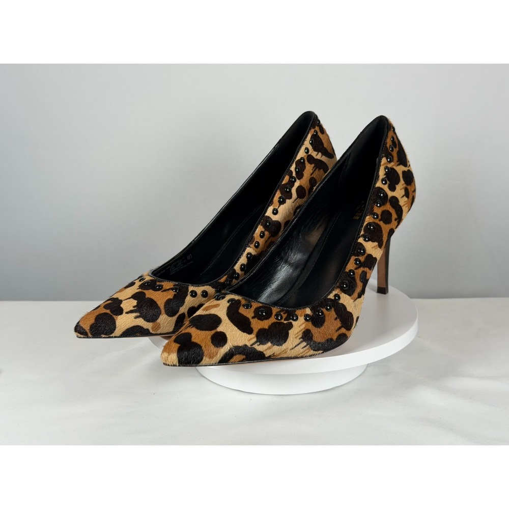 Coach Smith Rivets Leopard Haircalf Studded‎ Pointed Toe Pumps 9.5B